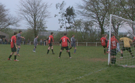 Pencader attack the Llanboidy goal